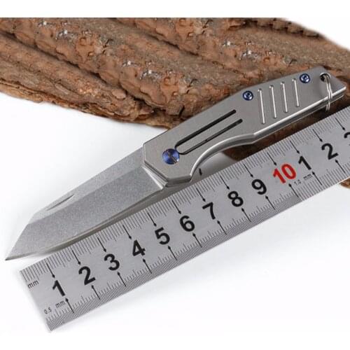 New style The titanium handle Pure manual D2 knife Pattern steel folding knife outdoor tools Mini key knife