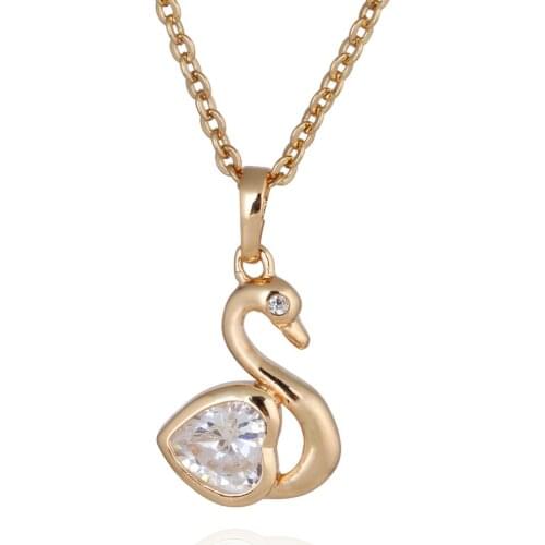 Charming Gold Swan Metal New Pendant Necklace Trendy White Zircon Stone Pendant Women Choker Necklace Jewelry Gifts