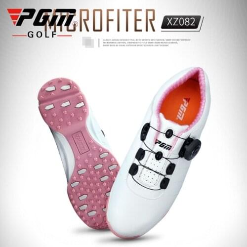 Pgm Patent Golf Shoes Women Breathable Golf Shoes Men Leather Sneakers Laces Activities Nail Automatic Revolving Spikes AA51026