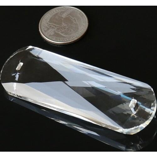 76mm Glass Art Faceted Rectangle Crystal Spacer Lamp Prism Chandelier Oval Pendant MakingSuncatcher Spacer Connector Hanging