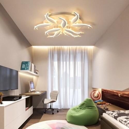 LED Nordic Iron Acrylic Fish LED Ceiling Lights Bedroom room decorative lighting For Foyer remote dimming