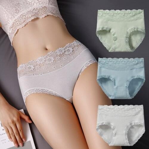 Cotton womens panties comfortable lace large size stretch and soft student panties female lingerie cute briefs