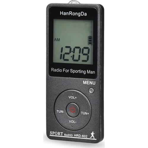 Outdoor portable radio receiver FM / AM radio world frequency band, with LCD display lock button pocket radio, with earphones