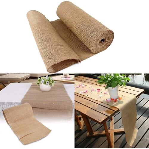 Vintage Natural Burlap Jute Linen Table Runner Wedding Champagne Table Runners Dining Room Restaurant Table Gadget