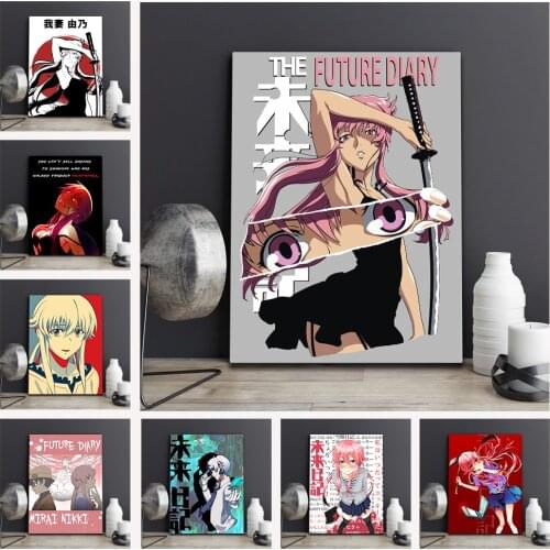 WTQ Canvas Painting Anime Poster Future Diary Mirai Nikki Wall Decor Retro Poster Wall Art Picture Decor Room Decor Home Deco