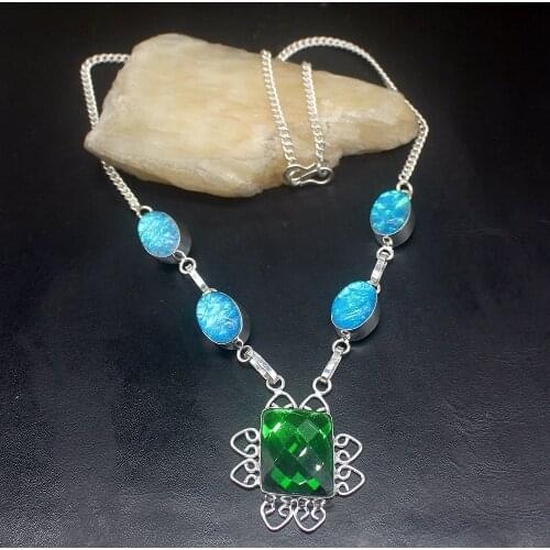 Gemstonefactory Jewelry Big Promotion 925 Silver Amazing Fashion Colorful Topaz Women Ladies Gifts Chain Necklace 46cm 202101568