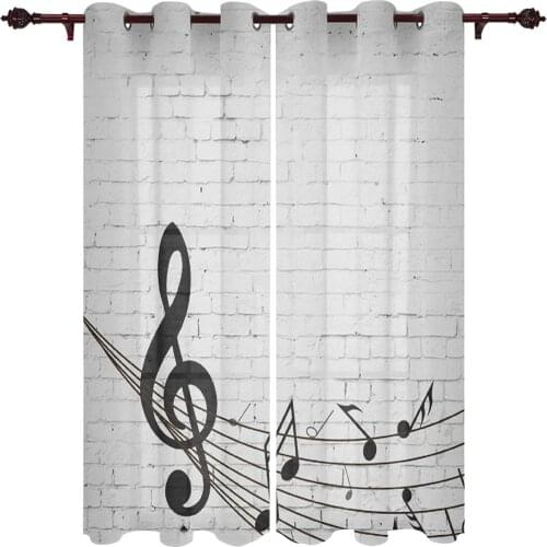 Brick Wall Sheet Music Valance Window Curtains For Living Room Bedroom Kitchen Home Korean Room Decor Youth Room Window Curtains