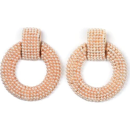 2020 New Brand Statement ZA Earrings Women Fashion Imitation Pearls Big Drop Earrings Geometric Square Round Hanging Earrings