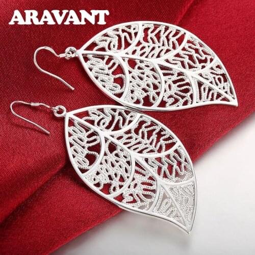 2020 New 925 Silver Leave Drop Earrings Women Silver Earrings Statement Jewelry