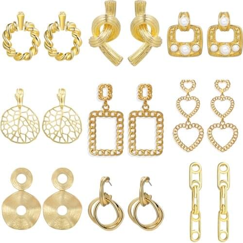 2021 New Arrival Gold Hollow Geometric Earrings For Women Large Rectangle Heart Chain Earring Female Fashion Jewelry Gifts