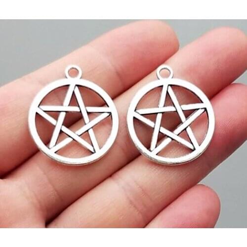 25pcs/lot--24x24mm, star charms, Antique silver plated/bronze plated Pentagram charms,DIY supplies, Jewelry accessories