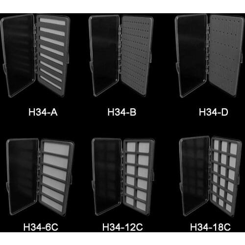 2PACK-Aventik Transparent Fly Fishing Box Foam A,B,D Magnetic Pad Compartment Hook Box 7.3X3.8X 0.68inch