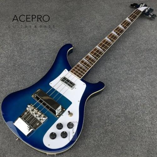 4003 Blue Burst Color Electric Bass guitar Chrome Hardware 22 Frets, 4 string Electric Bass, White Pickguard