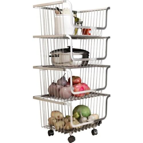 5 Layers Stainless Steel Fruit Vegetable Storage Baskets Floor Mounted Bathroom Bedroom Toys Storage Basket Kitchen Organizer