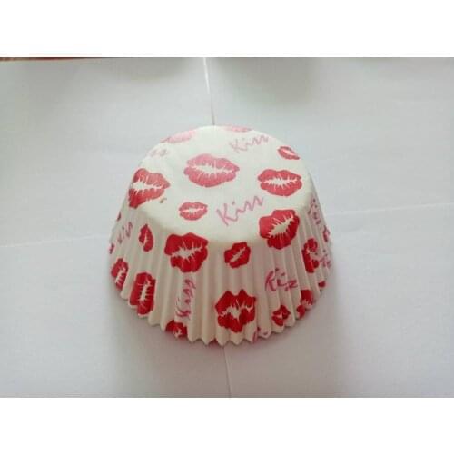 50x Pink Red Heart Valentines Day Christmas Cupcake Liners Muffin Baking Cup Case Tray Holder Wrappers Cake Mold Tool Decoration