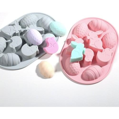 9-hole Easter Egg Bunny Chicken Cake Baking Biscuit Handmade Soap Silicone Mold Chocolate Mold Cake Decorating Resin Mould