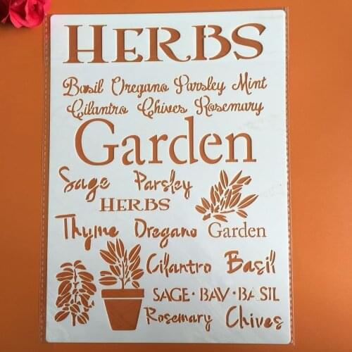 A4 29 * 21cm Gerden Herben DIY Stencils Wall Painting Scrapbook Coloring Embossing Album Decorative Paper Card Template