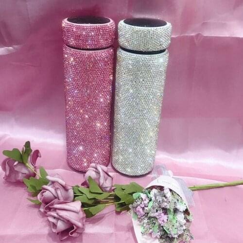 Diamond Insulation Intelligent LED Touch Count Display Temperature Cup Stainless Steel Vacuum Flask Portable Hot Water Bottle