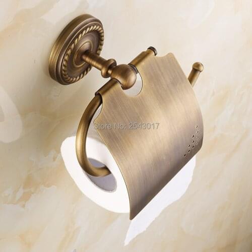 Antique Copper Brass Tissue Holder Bathroom Accessories Wall Mounted Waterproof toilet paper holder tissue boxes ZR2300