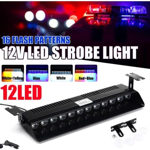 Car Truck Emergency Flasher Dash Strobe Warning Light Day Running Sucker Flash Led Police Lights 16LEDs Flashing Modes 12V