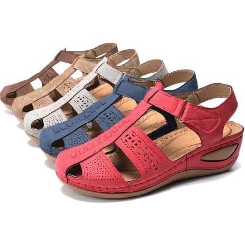 Shoes Outside Sandals Suit Female Beige 2021 Summer Womens Heels Med Black Low Girls Comfort New Medium Fashion PU Fretwork Fab