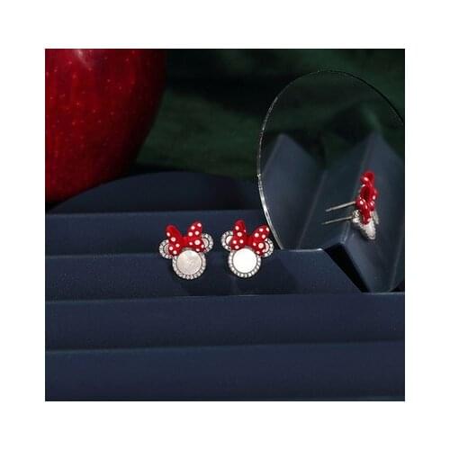 Disney Mickey mouse earring stud doll Accessories Cute cartoon Minnie earrings asymmetrical earrings jewelry