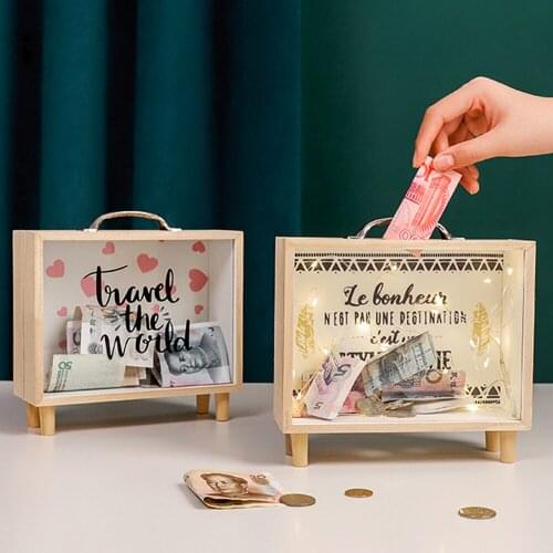 Hokerbat Wooden Piggy Banks For Money