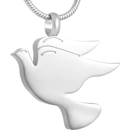 IJD8712 Engravable Name/Logo/Message Blank peace dove Cremation Pendant Necklace For Animal Memorial Urn Ashes Keepsake Jewelry