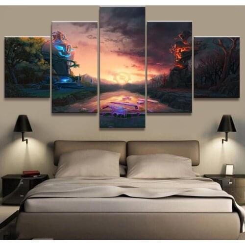 Unframed 5 Panel DOTA 2 Game Decorative Prints Accessories Pictures Wall Art Home Decor Posters Canvas Paintings for Living Room