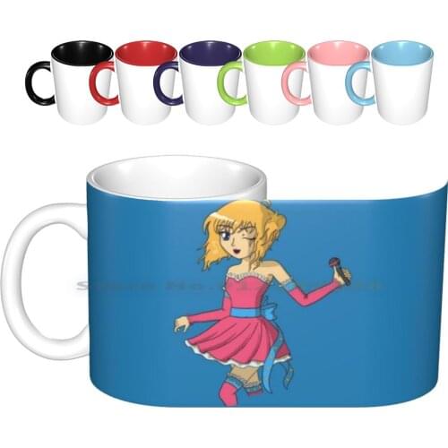 Star Ceramic Mugs Coffee Cups Milk Tea Mug Music Teenage Girls Idol Singer Sweet Cheeky Teen Cute Anime Melody Blonde Pink