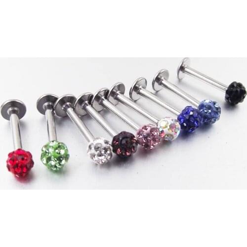 1Piece Fashion Lip Ring Labret Ring CZ Body Piercing Jewelry Tragus Earring Helix Full Rhinestone Labret