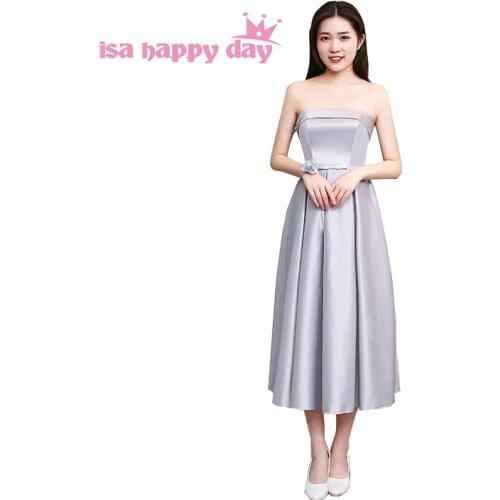 Short strapless sweetheart satin corset teen prom party dresses ball gown size 8 girls gray women tea dress tops 2020 H4230