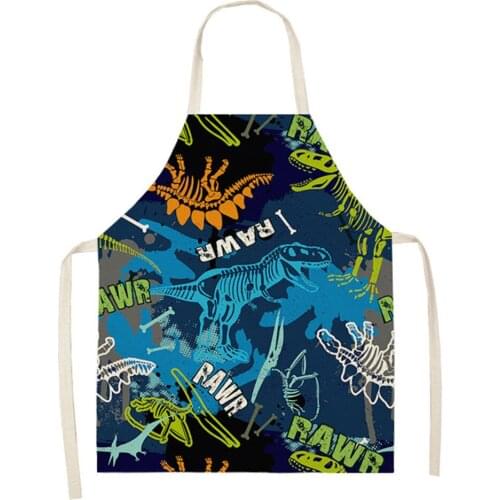 CLOOCL Dinosaur Kitchen Apron Letter Rawr Dinosaur Skeleton Print Polyester Aprons Men Women Home Cleaning Tools Baking Aprons