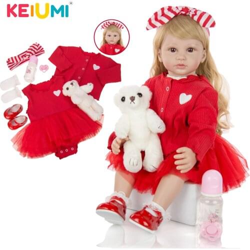 KEIUMI Cute As Princess 24 Inch Hot Sale Baby Reborn Girl Doll Soft Silicone Cloth Body Realistic Reborn Dolls Babies Bonecas Me