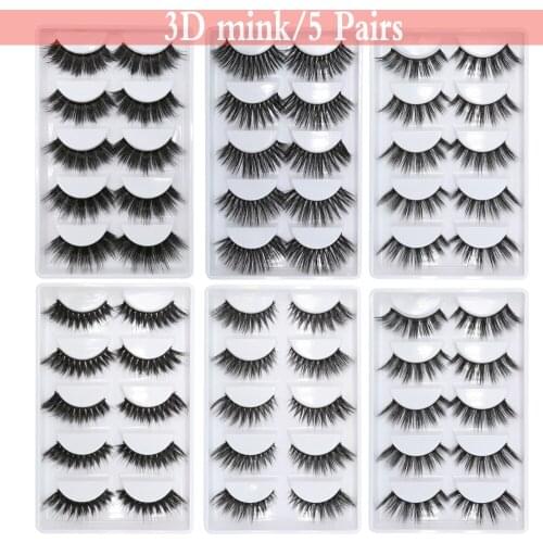 MB 3D 100% 5 Pairs mink eyelashes makeup faux cils natural thick real false 3 pairs lashes fur strip fake eye lashes extension