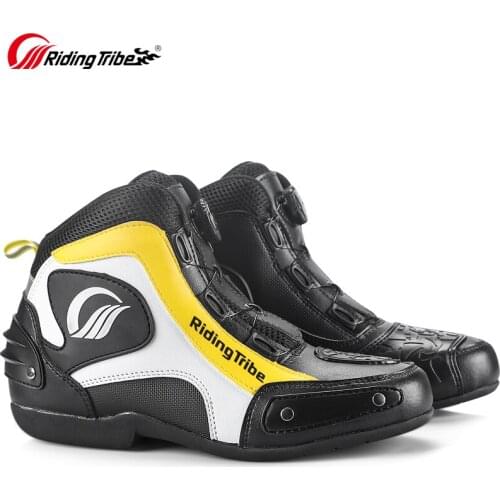 Men Women Motorcycle Boots Microfiber Leather Breathable Anti Collision Motocross Off Road Motorbike Riding Cycling Shoes A017