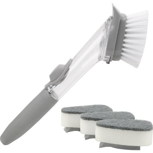 Creative Tablewares Wash Tool Set Long Handle Automatically Add Liquid Sponge Brushs Kitchen Cleaning Brush Set Clean Tool