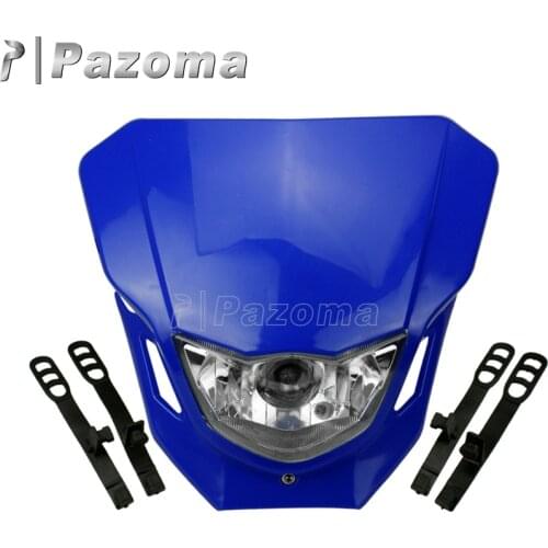 Pazoma Blue Dirt Bike Off Road Headlamp Head Light Motorcycle Universal Headlight for Yamaha YZ TTR WR XT 125 250 450 250F 600