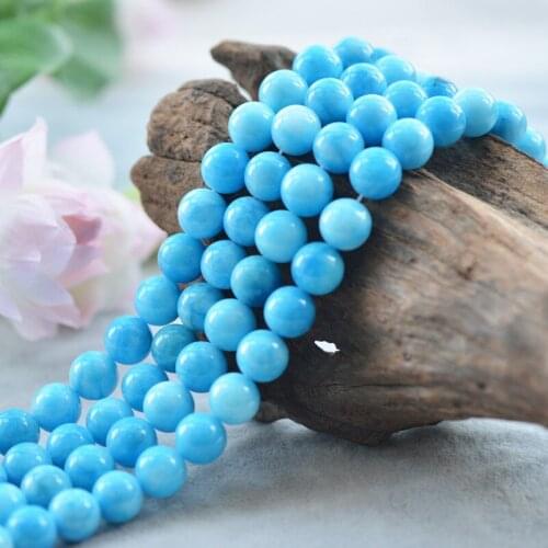 Joanlyn Grade A Natural Multi Tones Sky Blue Jade Beads 6mm 8mm 10mm 12mm Smooth Polished Round 15 Inch Strand JA57