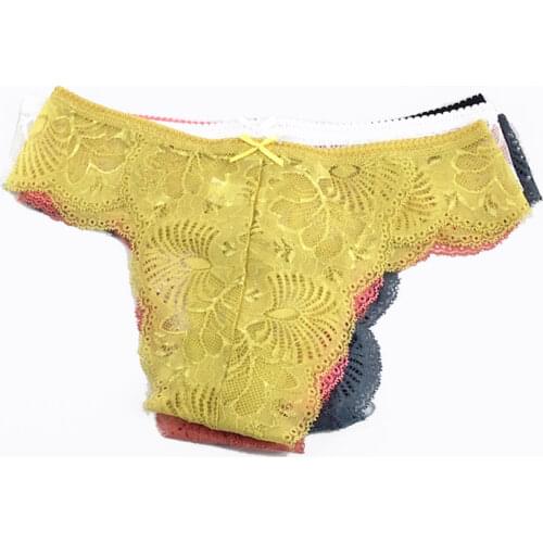 6 Pcs / Lot New Arrival 2021 Women Sexy Underwear Transparent Thongs Lace Panties 9426
