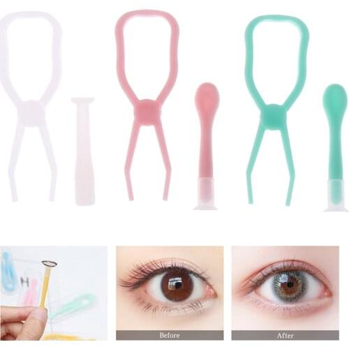 New Multicolor 2pcs/set Special Clamps Tool Contact Lenses Tweezers And Suction Stick For Contact Lens Inserter Remover