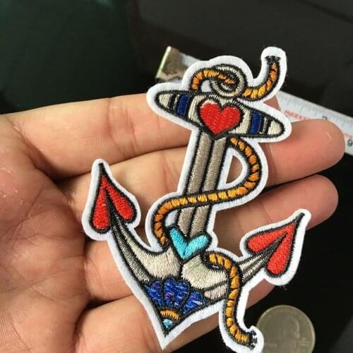 New Love Anchor Embroidery Patch Iron on Patches for Clothing Embroidered Applique Fabric Sticker Badge DIY Apparel Parches