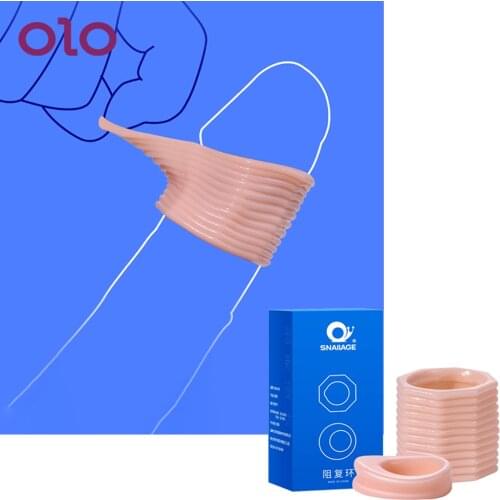 OLO Foreskin Correction Penis Sleeve Two Sizes Delay Ejaculation Screw Shape Penis Ring Cock Ring Sex Toys For Men