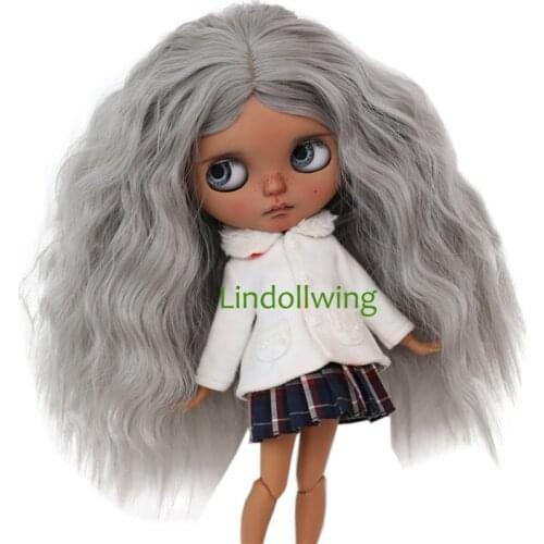 9-10 inch Blyth Wig Long Silvery Curly Hair