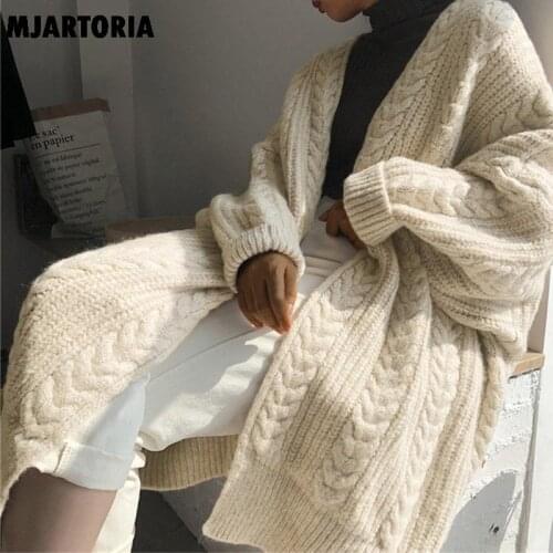 Casual Long Cardigan Elegant Womens ​Sweater Autumn Winter Oversized Knitted Sweater Outwear Loose Jacket Sweaters Cardigans