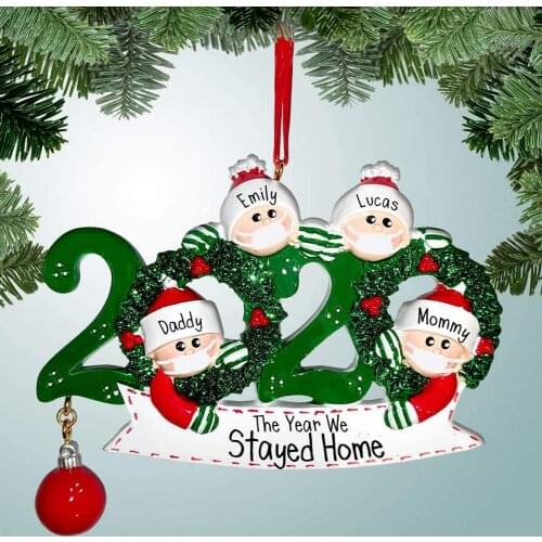 2020 Christmas Personalized Family Of 2/3/4/5 Ornament DIY Name Blessing Snowman Christmas Tree Ornament New Year Christmas Gift