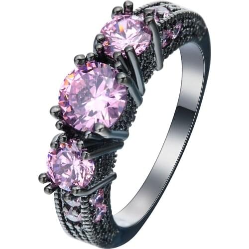 Pink love vintage black gun promise Rings new endurance fashion jewelry gift princess czech zircon Engagement Ring for women