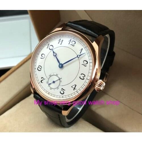 Sapphire crystal or mineral glass 44mm Asian 6498 Mechanical movement White dial Rose gold case Mechanical watches gr50-20
