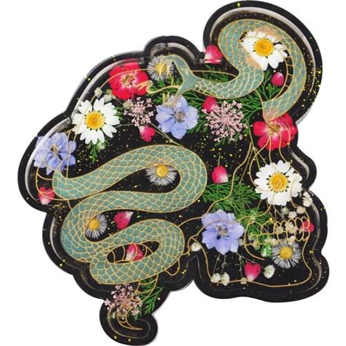 DIY Crystal Epoxy Resin Mold Mirror Snake Skull Plate Decoration Dish Silicone Mold For Resin