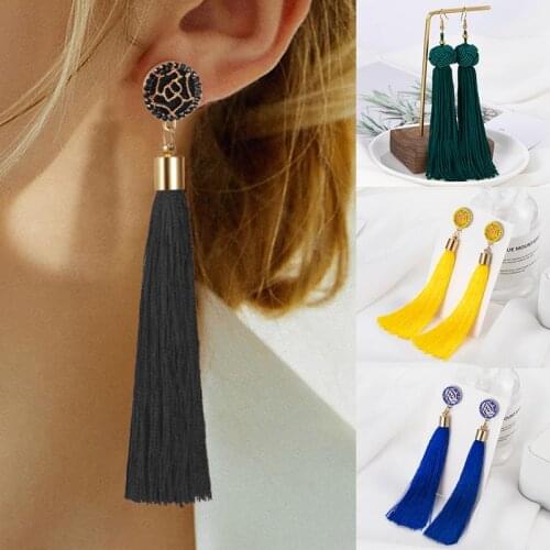POXAM Fashion Bohemian Tassel Irregular Drop Earrings For Women Yellow Red Black Long Cotton Fringe Dangle Earing 2020 Jewelr